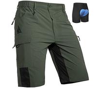 Cycorld MTB Ciclismo Pantalones Cortos Hombre, Secado Rápido Pantalones Cortos de Deporte al Aire Libre de la Bici de la Bici del Ajuste Flojo para los Hombres con 4D Acolchado (Verde, M)
