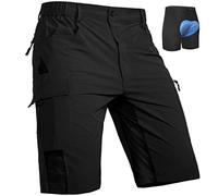 Cycorld MTB Ciclismo Pantalones Cortos Hombre, Secado Rápido Pantalones Cortos de Deporte al Aire Libre de la Bici de la Bici del Ajuste Flojo para los Hombres con 4D Acolchado (Negro, XL)