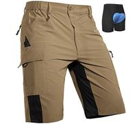 Cycorld MTB Ciclismo Pantalones Cortos Hombre, Secado Rápido Pantalones Cortos de Deporte al Aire Libre de la Bici de la Bici del Ajuste Flojo para los Hombres con 4D Acolchado (Caqui, M)