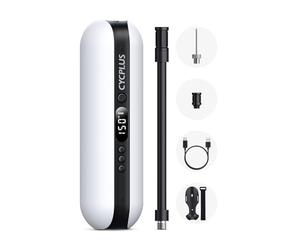 CYCPLUS Bomba de Aire 150PSI,Compresor Eléctrico Portátil,Mini Inflador de Neumáticos Recargable para Bicicletas Motocicleta,Blanco