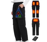 CYCYHEAT Pantalones Calefactables Hombre & Mujer con Batería 7,4V 10000mAh, Control 4 en 1 y 5 Zonas de Calor - Pantalones Térmicos de Fibra de Carbono Mejorada para Trabajo, Senderismo y Exterior