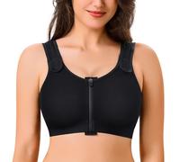CYDREAM Sujetadores sin aros con cierre frontal y cremallera para mujer, cobertura completa, postoperatoria, compresión, suavizante, cómodo, ajustable, Negro -, XXL