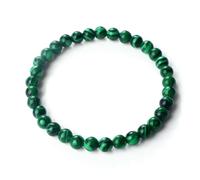 CYDXD Pulsera de Cuentas de Malaquita Natural,6mm,Piedra Natural,Elástica,Ajustable,para Hombres y Mujeres,Regalo Hecho a Mano,Verde y Negro,6mm