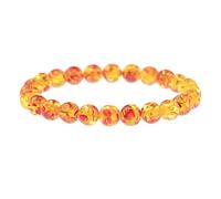 CYDXD Pulsera de Cuentas Redondas de Ámbar Natural para Hombres y Mujeres,Brazalete Elástico de 8mm con Piedras Preciosas Naturales para Adolescentes, de Amistad de 8mm.