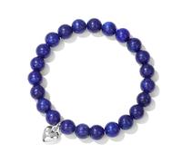 CYDXD Pulsera de Piedra Natural para Pareja,Elástica y Ajustable,de 8mm,con Dije de Corazón para Tu Pareja,Esposa,Novia,Aniversario,Lapislázuli de 8mm.