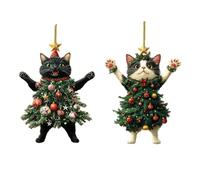 CYDZSRA 2 unids/Set de Salas de Cubierta con adorables Coches o Bolsas Adorno para árbol Navidad Gato para Satisfacer los Deseos decoración. Adornos Acrílicos, 2 Piezas (A+B)