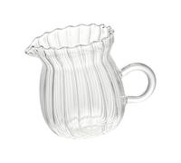 CYDZSRA Impresionante tetera de café de vidrio resistente al calor con gotero manual y elegante diseño de rayas japonesas. Jarra de leche de vidrio, Estilo B