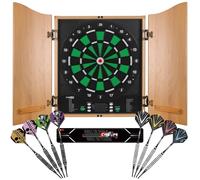 CyeeLife Diana electrónica con Puertas de gabinete, máquina de Dardos con computadora de Juego, Incluye 12 Dardos Suaves y Accesorios, 34 Juegos y 355 Variantes, Modo para 8 Jugadores