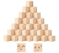 CYEER 30 Cubos de Madera de 5 x 5 x 5 cm, Grandes Bloques Naturales Sin Tratar para Manualidades y Matemáticas