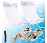 CYFIE Set de 2 Colchoneta Piscina 4 en 1, Hamaca Inflable Adultos 110x68cm, Flotadores Hinchables para Piscina con Asiento, Tumbana Flotante de Agua, con 1 Bomba Grande y 4 Parches