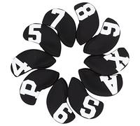 Cygmophing 10 unids/Set número Golf Hierro Cubierta Conjunto Neopreno Golf Club Hierro Protector Cabeza Cubierta (Carácter Blanco Espalda Negra)