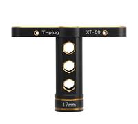 Cygmophing 17mm/0.7in RC Hex Nut Socket Aleación de Aluminio T Manga Herramienta de Mantenimiento para 1/8 RC OffRoad Racing Car (Oro)