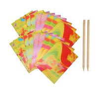 Cygmophing Juego de 20 piezas de papel para rascar con bonito patrón, respetuoso con el medio ambiente, con 2 lápices capacitivos de bambú para niños