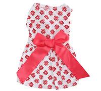 Cygmophing Pet Summer Cute Clothes Girl Dog Poliéster Vestidos sin mangas con falda con lazo (S)