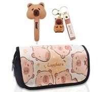 CYGMRFH Capibara Estuche & Bolígrafos & Llavero, Cute Estuche para Lápices De Animales, Capybara Stationary Pencil Case, Estuche de Capibara Pencil Case, Adecuada para Inicio Escolar y Regalos