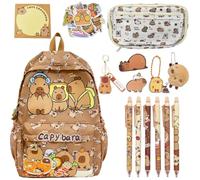 CYGMRFH Capybara Backpack Kids, Mochila Capybara Escolar Schoolbag Gran Capacidad Capibara Boligrafos Borrable de Animales,Capibara Estuche,Plush & Llaveros Portalápices Regalo para Niños