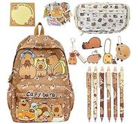 CYGMRFH Capybara Backpack Kids, Mochila Capybara Escolar Schoolbag Gran Capacidad Capibara Boligrafos Borrable de Animales,Capibara Estuche,Plush & Llaveros Portalápices Regalo para Niños