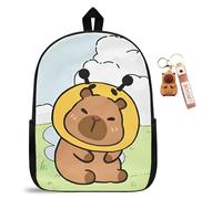 CYGMRFH Capybara Backpack Kids, Mochila Capybara Escolar Schoolbag Gran Capacidad Mini Animales Capibara Plush & Llaveros Portalápices Regalo para Niños (B3)