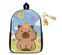 CYGMRFH Capybara Backpack Kids, Mochila Capybara Escolar Schoolbag Gran Capacidad Mini Animales Capibara Plush & Llaveros Portalápices Regalo para Niños (B1)
