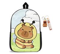 CYGMRFH Capybara Backpack Kids, Mochila Capybara Escolar Schoolbag Gran Capacidad Mini Animales Capibara Plush & Llaveros Portalápices Regalo para Niños (B2)