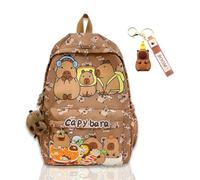 CYGMRFH Capybara Backpack Kids, Mochila Capybara Escolar Schoolbag Gran Capacidad Mini Animales Capibara Plush & Llaveros Portalápices Regalo para Niños (A1)