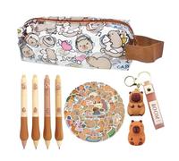 CYGMRFH Conjunto de papelería Capybara de Gran Volumen,Capybara Cosas Estuche Estuche Capybara Pegatinas,Llavero (A2)