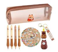 CYGMRFH Juego de papelería Capybara, Estuche para lápices, Pegatinas de Capibara, Llavero, Juego de Regalo para niños (A5)