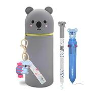 CYGMRFH Koala Estuche, 2 en 1 Silicona Estuche, 12 en 1 Bolígrafo, Bolígrafo Borrable, Llavero, Kawaii Productos Bonitos y Prácticos Set, Adecuada para Inicio Escolar y Regalos del Navidad para Niños