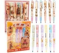 CYGMRFH Subrayadores Capybara - Colores Pastel Brillantes, Tinta Resistente al Manchado, Set Capybara, Ideal para Escuela, Universidad & Oficina, Perfecto para Subrayar, Dibujar & Apuntes, Set de 12