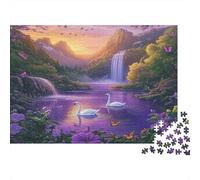 Cygnes Dans la vallée 52x38cm/1000pcs Puzzle Pour Adultes - Scène de paysage fantastique,Jouet De DIY