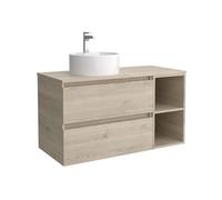 Cygnus Bath Mueble de Baño BEQUIA Plus 100cm Natural | Lavabo sobre encimera Porcelana Lado Reversible 2H