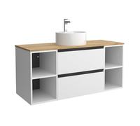 Cygnus Bath Mueble de Baño BEQUIA Plus Metal 120cm Blanco Mate | Lavabo sobre encimera Porcelana Centrado 2H