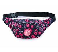 Cygoshop - Riñonera Deportiva para Mujer - Ideal para Practicar Deportes al Aire como Senderismo, Escalada, etc, Black with Red Lips