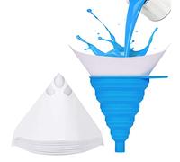 CYH 150 Coladores de Papel Embudo de Filtro Desechables con 1 Embudo de Silicona Plegable, Filtros de Papel Filtro Conico de Malla de Nylon, para Pintura, Automotriz, artesanía