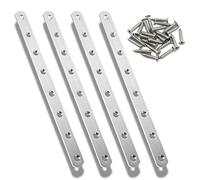 CYH 4 Piezas Placa Union Soportes Planos Inoxidable, 295 x 20 mm Placas de Fijación de Metal, Conector Plano Placa Perforada de Reparación para Madera Estantes Armarios Bricolaje con Tornillos