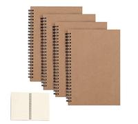 CYH Cuaderno de Bocetos Espiral A5, 4 Piezas Cuaderno de Dibujo 100 Páginas/50 Hojas Bloc de Notas Libretas Cubierta de Kraft para Dibujo Notas Diario de Viaje Listas de Tareas - Forrado