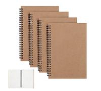 CYH Cuaderno de Bocetos Espiral A5, 4 Piezas Cuaderno de Dibujo 100 Páginas/50 Hojas Bloc de Notas Libretas Cubierta de Kraft para Dibujo Notas Diario de Viaje Listas de Tareas - Cuadrado