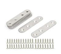 CYH - Escuadras planas de acero inoxidable, 10 piezas patas de montaje de metal, soportes de fijación rectos planos, placas metálicas, soportes de ángulo planos, con 40 tornillos, para reparación de