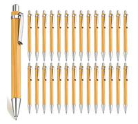 CYH Juego de Bolígrafos Madera de Bambú, 30 Piezas Elegante Bolígrafos de Retráctiles Instrumentos de Escritura, Duradero y Respetuoso, para Oficina, Escuela y Familia