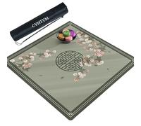 CYHTYM Chino de Cuero Mahjong Alfombra con Bolsa de Almacenamiento Negra, Adecuado para el póker, Tablero de ajedrez, Jugar Cartas(Green,70CM/27.5")