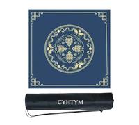 CYHTYM La Almohadilla de Mahjong de patrón Chino Azul Loong, con Fondo Antideslizante y Bolsa de Almacenamiento, Adecuada para Juegos de póker, Tablero de ajedrez y Mesa(Blue5,140cm/55.1")