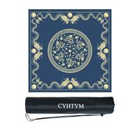 CYHTYM La Almohadilla de Mahjong de patrón Chino Azul Loong, con Fondo Antideslizante y Bolsa de Almacenamiento, Adecuada para Juegos de póker, Tablero de ajedrez y Mesa(Blue6,60CM/23.6")