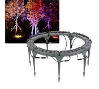 CYHTYM Luz de árbol anillo 7 colores, foco paisaje DC24V 12W IP65 impermeable, luz decorativa césped jardín entrelazado expandible(7 SETS)