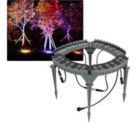 CYHTYM Luz de árbol anillo 7 colores, foco paisaje DC24V 12W IP65 impermeable, luz decorativa césped jardín entrelazado expandible(4 SETS)