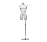 CYHTYM Maniqui Torso de Modelo Humano, Altura Ajustable de 31 a 59 Pulgadas, Modelo Deportivo Masculino musculoso, Base Desmontable.(White)