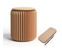 CYHTYM Taburete Plegable de Papel Banco Plegable de Papel en Forma de acordeón con Asiento de PU, para sofá, Silla, Bar, Taburete, Redondo para cambiarse de Zapatos(32x37cm/12.6x14.6)