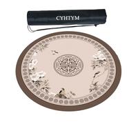 CYHTYM Tapete Circular de Mahjong con Bolsa de Almacenamiento, tapete de Mesa de Comedor de Estilo Chino(Brown2,140cm/55.1")