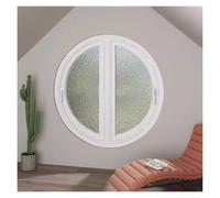 CYHTYM Ventana Giratoria Cobertizo de Vidrio Templado con patrón de Onda de Agua, Pasarela giratoria Redonda de 90 ° para decoración del hogar, ventilación y privacidad(White,50CM/19.7")