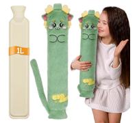Cyiecw Cartoon Peluche Botella de agua caliente larga, 1 litro Botella de agua caliente para niños con cubierta suave, 57 x 10 cm Tubo de pequeña capacidad Botella de agua caliente Animal para hombro