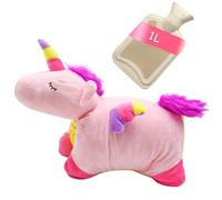 Cyiecw Peluche de Botella de Agua Caliente de Unicornio, Botella de Agua Caliente Animal con Recipiente Interior Extraíble de 1 Litro, Calentador de Manos Suave Para Niños
